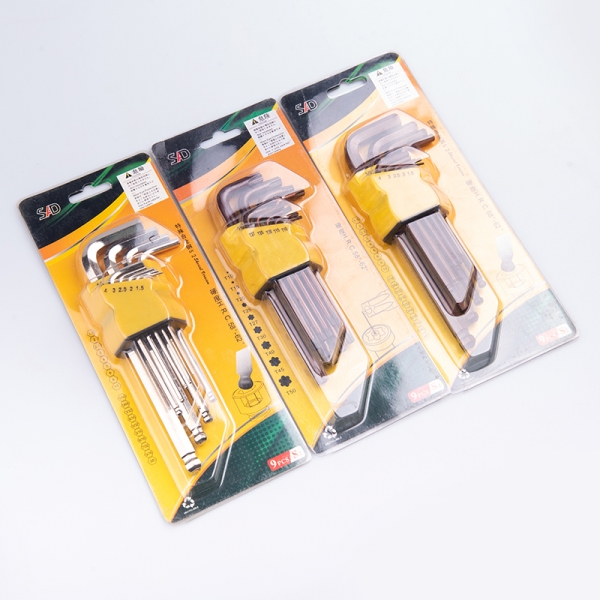 L-type Hexagon Socket Wrench 9pcs S2 Hex Allen Key Set and Torx Head Allen Key Wrench Set